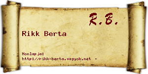 Rikk Berta névjegykártya